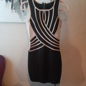 Tan/Black/White Dress
